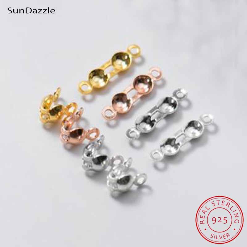 Jewelry Making School - ตัวล็อคปลายลูกปัดเงินแท้ 925 จำนวน 4 ชิ้น ตัวเชื่อมต่อแบบหนีบสีทอง