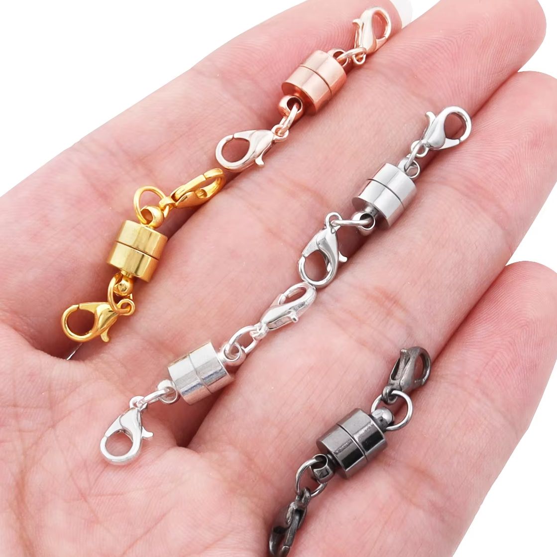 Jewelry Making School - ตัวล็อคแม่เหล็ก 5 ชุด/ชุด พร้อมตัวล็อคแบบก้ามปู สำหรับทำเครื่องประดับ DIY