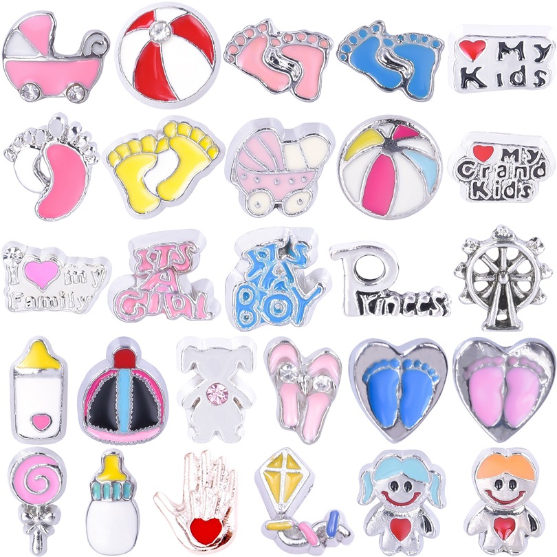 Jewelry Making Books - จี้ล็อกเก็ตแก้วแบบลอยได้ 40 ชิ้น/ล็อต สำหรับเด็กผู้ชายและเด็กผู้หญิง ใช้ตกแต่งสมุด ดินสอ
