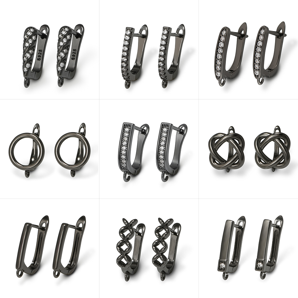 Jewelry Making School - YANASI ต่างหูทองเหลืองสีดำ 1 คู่ สำหรับทำเครื่องประดับ DIY