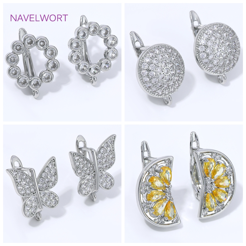 Jewelry Making Supplies - ตะขอเกี่ยวต่างหูรูปพัดเคลือบทอง 18K รูปทรงดอกไม้, ตัวล็อคทองเหลืองแบบพื้นฐาน, ตะขอเกี่ยวต่างหู, วัสดุทำเครื่องประดับ