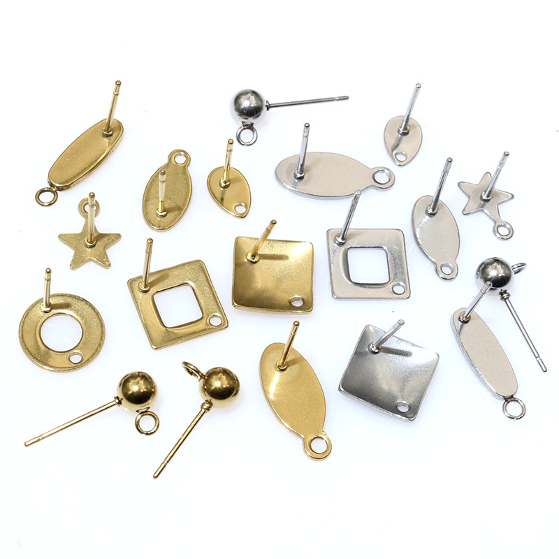 Jewelry Making Supplies - 20ชิ้นสแตนเลสหัตถกรรมต่างหูกระดุมเรขาคณิตเหลี่ยมต่างหูโพสต์เชื่อมต่อสำหรับ DIY ต่างหูเครื่องประดับทำอุปกรณ์