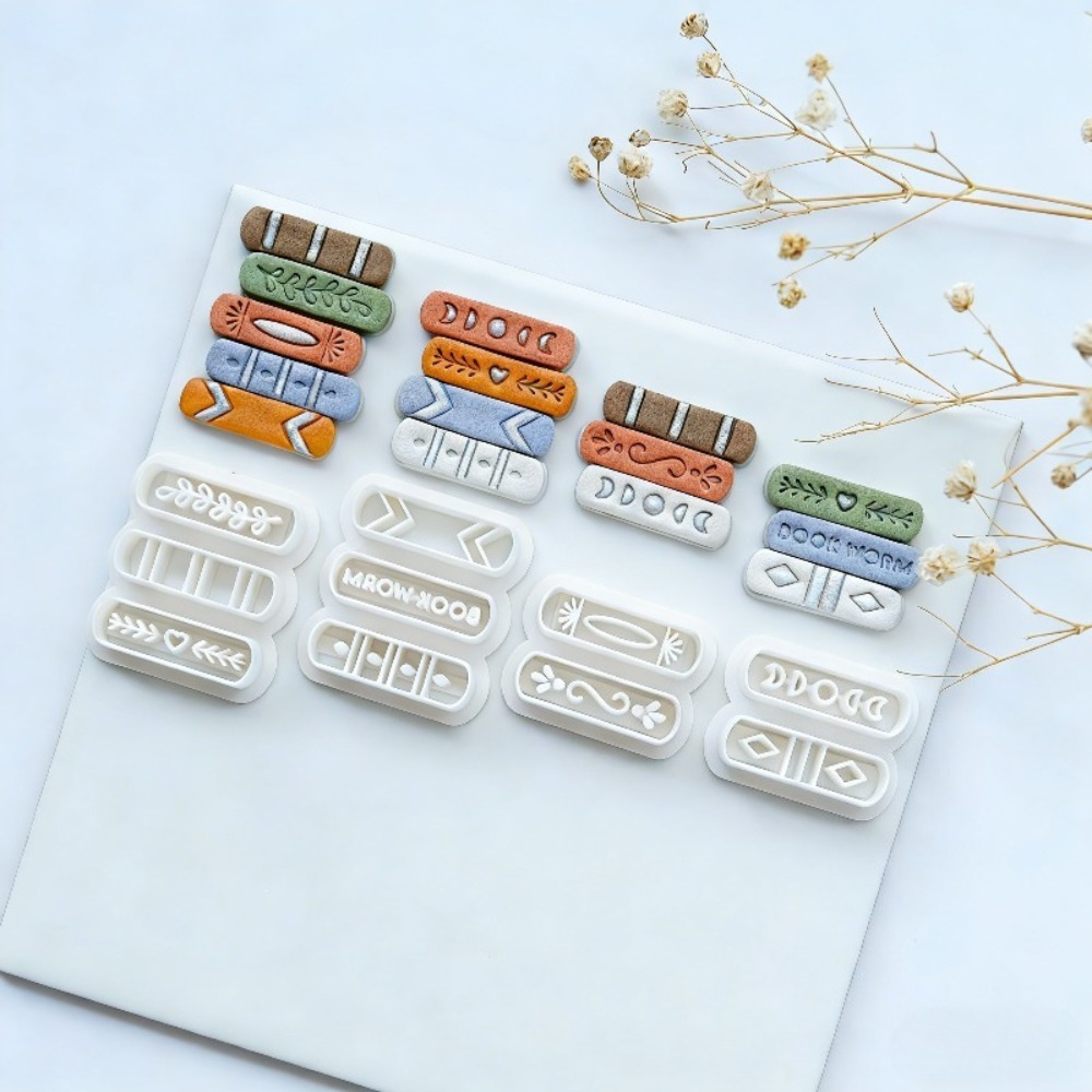 Jewelry Making Books - ชุดเครื่องตัดดินโพลิเมอร์รูปทรงหนังสือ 7 ชิ้น/ชุด ชุดแม่พิมพ์หนังสือแบบซ้อนได้ สำหรับงาน DIY