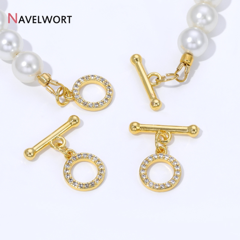Jewelry Making Supplies - ตัวล็อกแบบ OT ชุบทอง 18K ประดับเพชรซิคอน สำหรับงาน