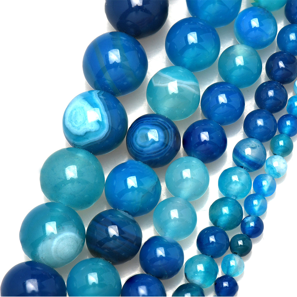 หินธรรมชาติแถบลูกไม้สีฟ้า Agat - Jewelry Making Gemstones บทวิจารณ์และราคา