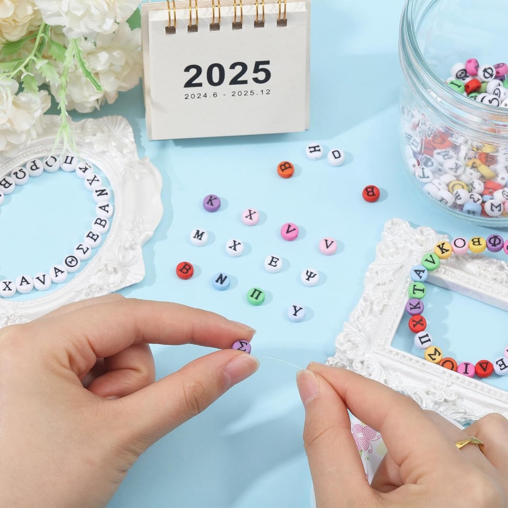 ตัวอักษรกรีกสร้อยข้อมือลูกปัดท - Jewelry Making Thread บทวิจารณ์และราคา