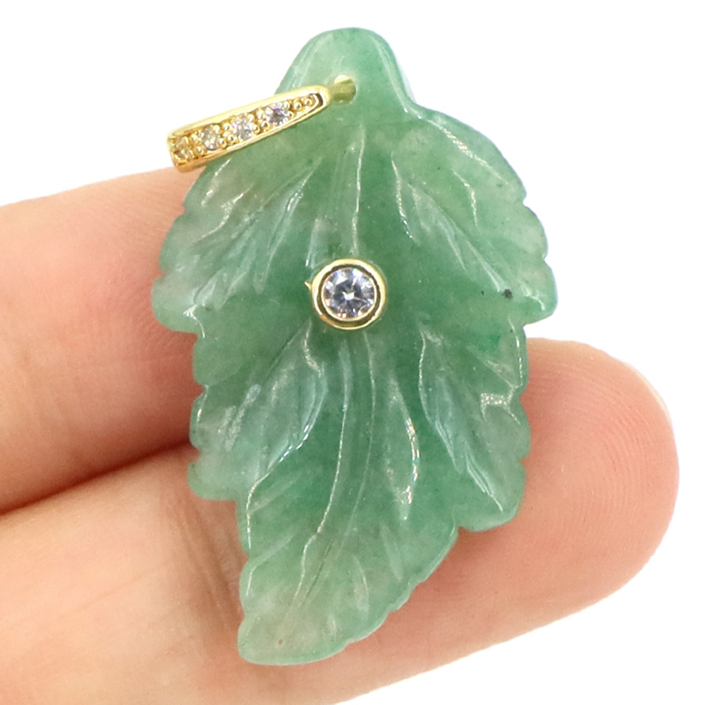 จี้หินธรรมชาติรูปใบไม้ คริสตัล - Jewelry Making Gemstones บทวิจารณ์และราคา
