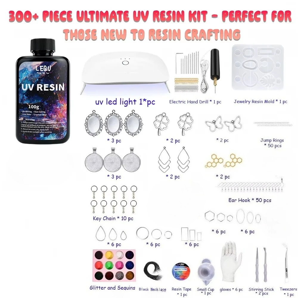 ชุดเรซิน UV 300 ชิ้น 100 กรัม  - Jewelry Making Light บทวิจารณ์และราคา