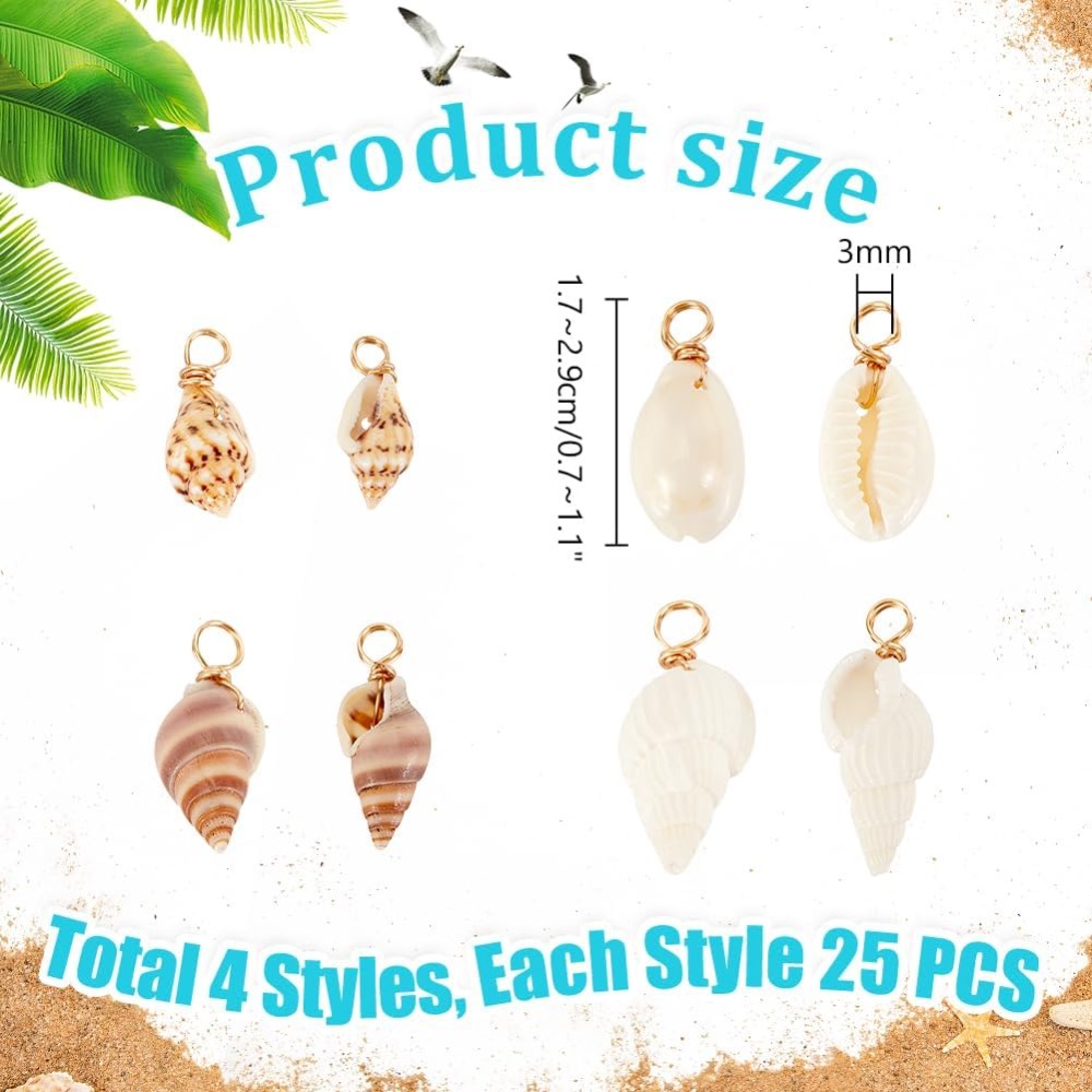 100pcs 4 รูปแบบเปลือกหอยธรรมชา - Jewelry Making Beginners บทวิจารณ์และราคา