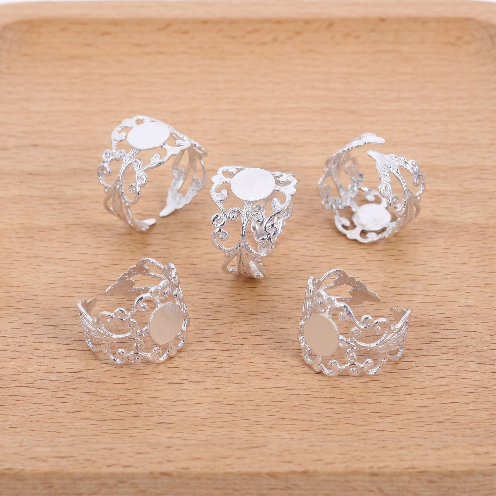50 ชิ้น ฐานแหวนทองเหลืองแบบปรั - Jewelry Making Gemstones บทวิจารณ์และราคา