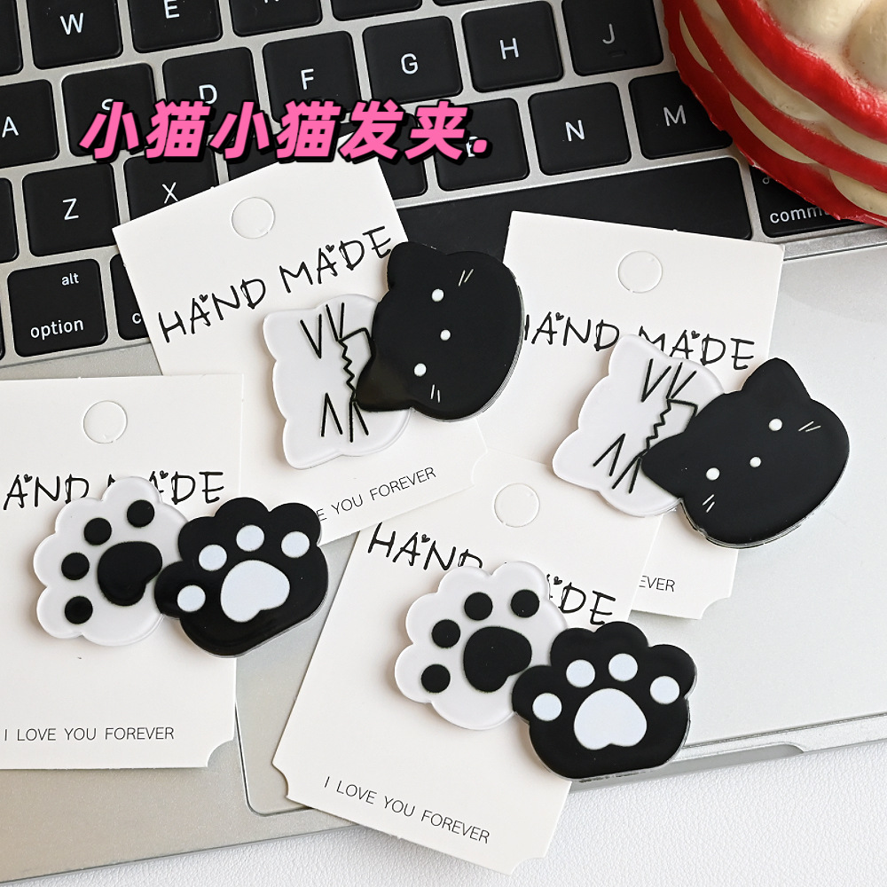 กิ๊บติดผมรูปแมว Y2K สีดำขาว น่ - Jewelry Making For Kids บทวิจารณ์และราคา
